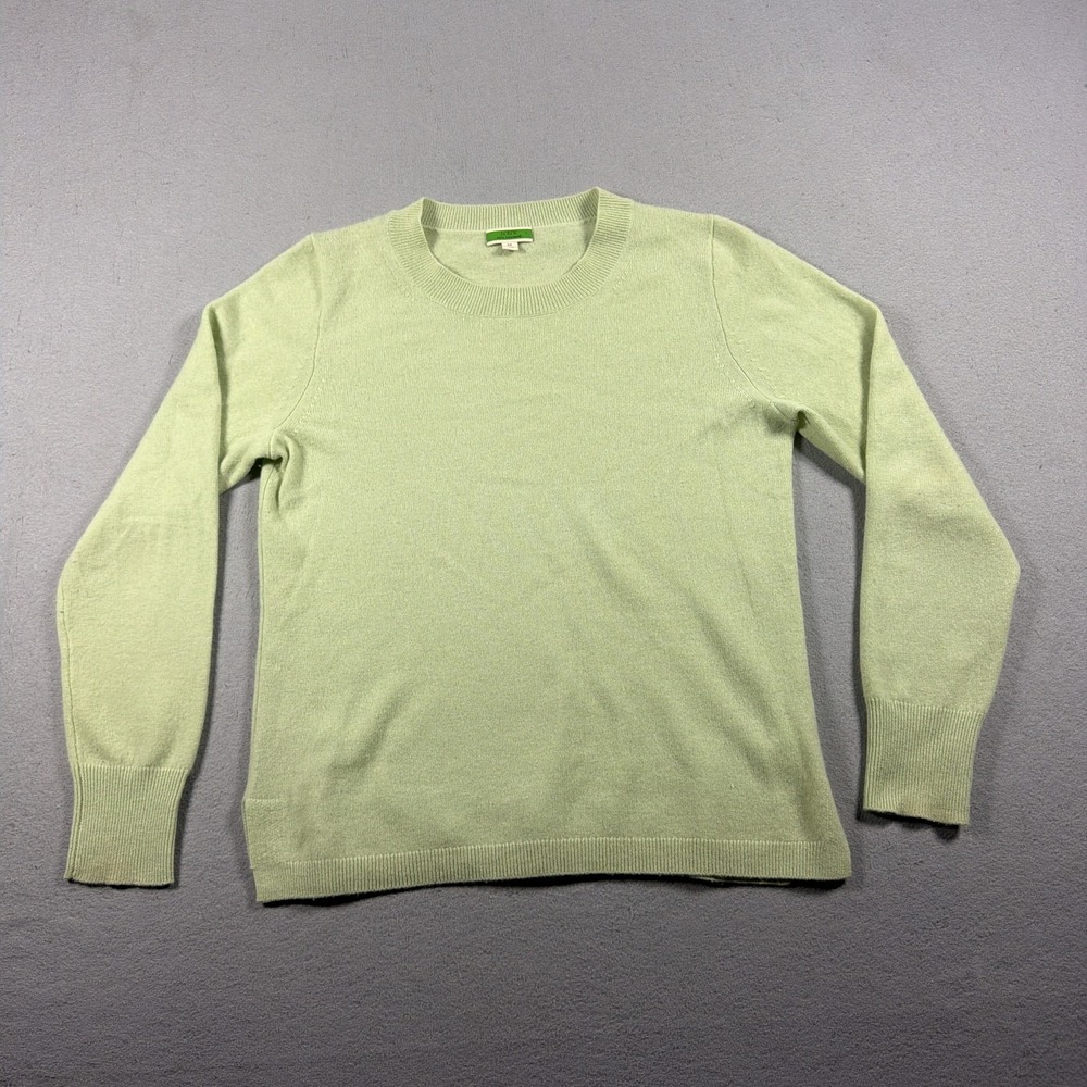 J Crew Sweater Womens Medium Green 100% Cashmere Crew Neck Pullover Soft Knit